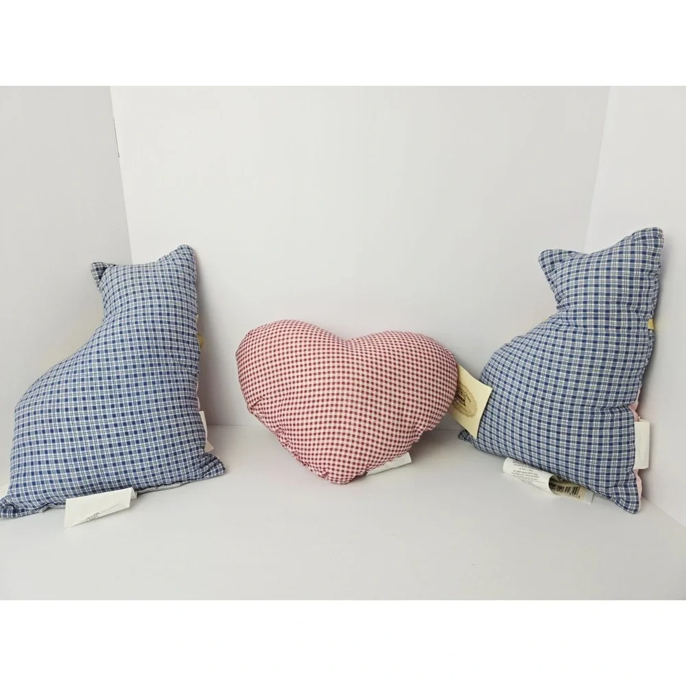 The Linen Closet fabric pillow set of‎ 3 cat heart 2 w tags quilt look sewn